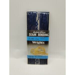 Wrights Seam Binding Flexi-Lace 3 Yds 116 305 Navy 55 - Sewing Vintage 1986